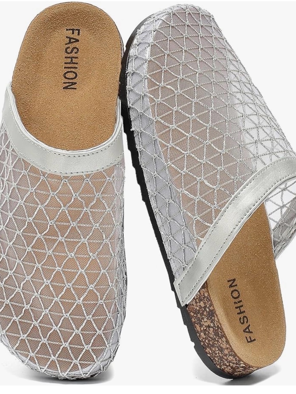 Women’s Silver Mesh Slip-On Clogs